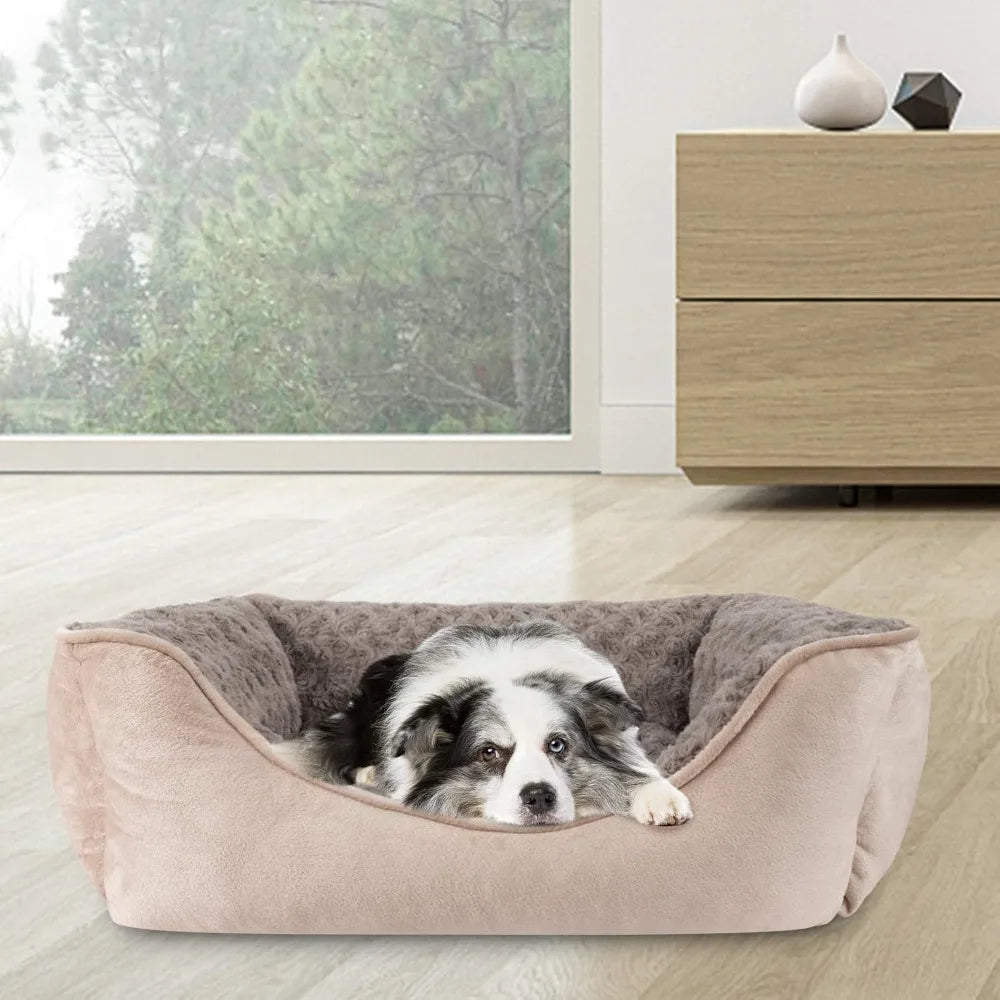 Rectangle Dog Bed for Large Medium Small Dogs Machine Washable Sleeping Sofa Non-Slip Bottom Breathable Soft Puppy Bed Durable