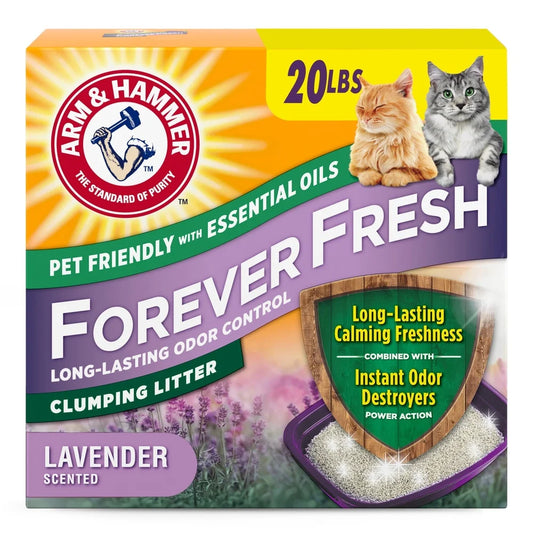 Clumping Cat Litter with Lavender Essential Oils Low Tracking 99.9% Dust Free Multi-Cat Odor Control 20 lb Box