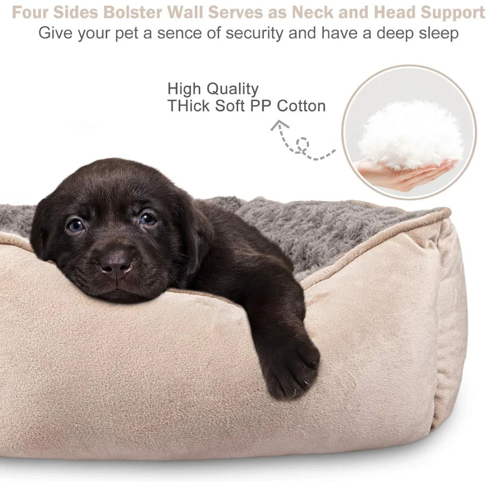 Rectangle Dog Bed for Large Medium Small Dogs Machine Washable Sleeping Sofa Non-Slip Bottom Breathable Soft Puppy Bed Durable