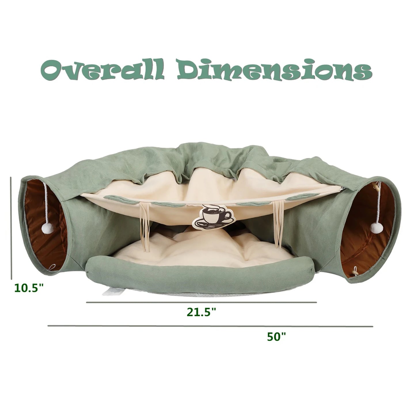 Cat’s Telescopic Tunnel Cushioned Bed Pet Nest Teasing Balls Zipper Connection Feline Supplies for Home
