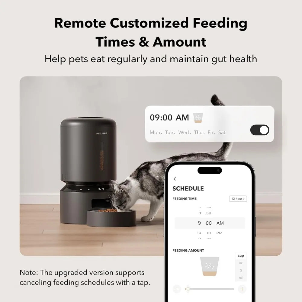 Automatic Cat Feeder, 5G WiFi Automatic Dog Feeder with Freshness Preservation, 5L Timed Cat Feeder , for Cats, Black