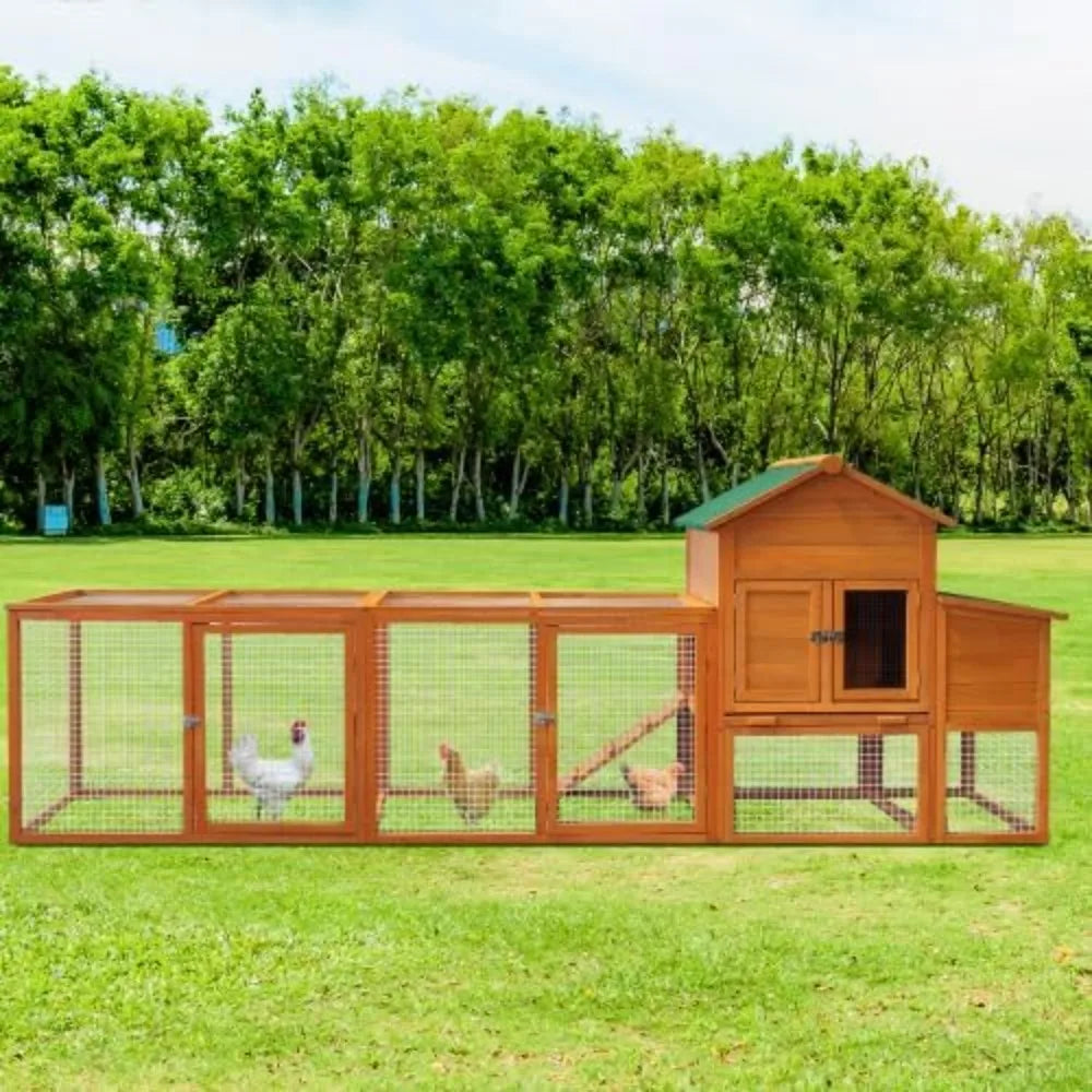 Large Chicken Coop with Run, Wooden Hen House for 2-6 Chickens,Poultry Pet Hutch with Nesting Box
