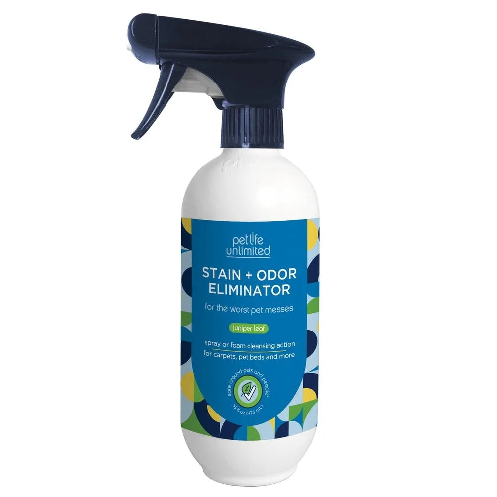 Pet Stain Odor Remover Foaming Cleaner Juniper Leaf 16 fl oz Dual Action Spray Safe Pets Effective Stain Removal Multi-Surface