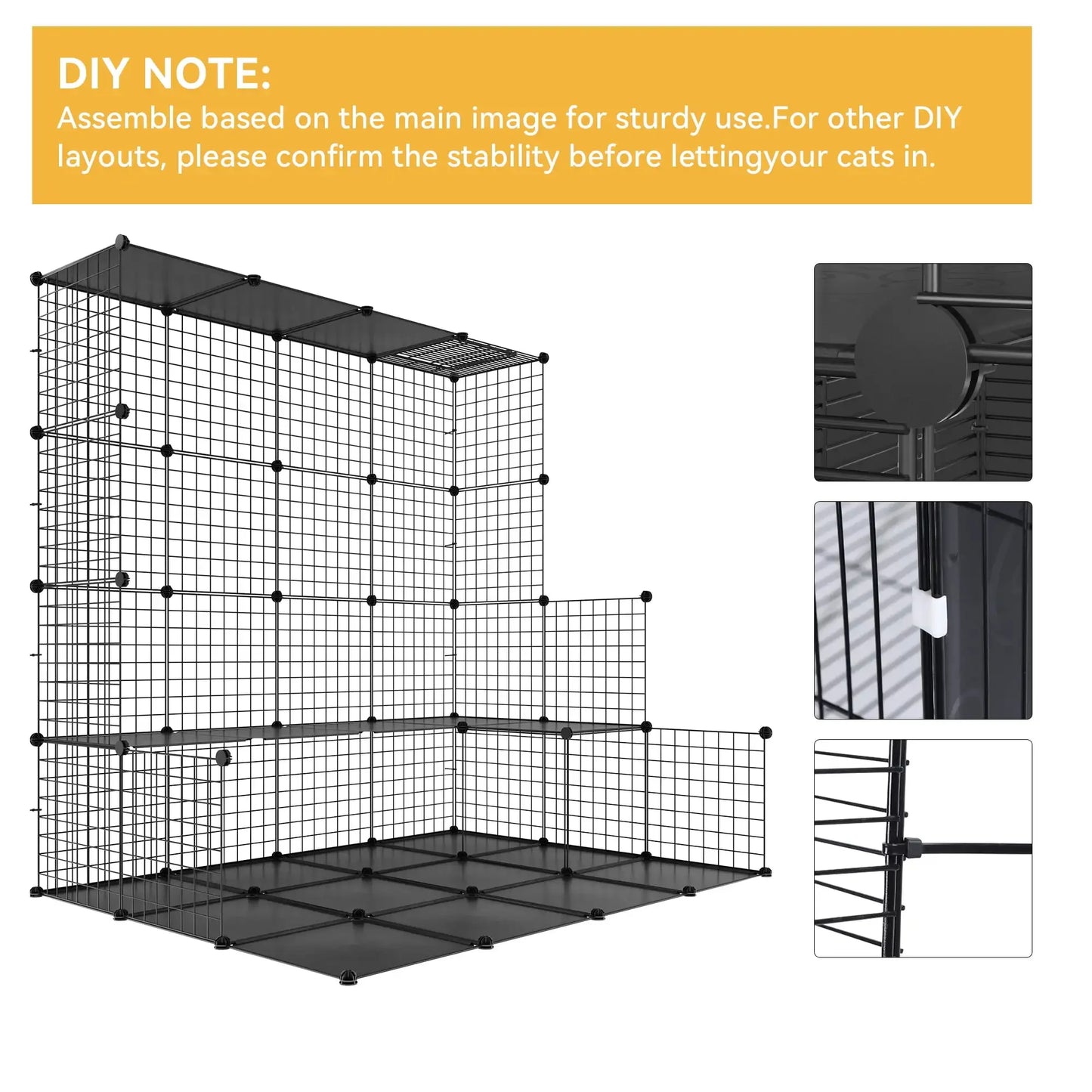 2-Tier Cat Cage,Indoor Pet Cage,DIY Pet Playpen Metal Kennel for 1-2 Cats, Ferrets, Chinchillas, Kittens,Travel and Camping