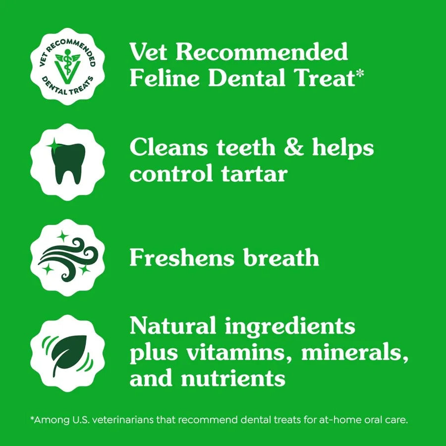 Feline Adult Dental Cat Treats Catnip Flavor 9.75 oz. Tub