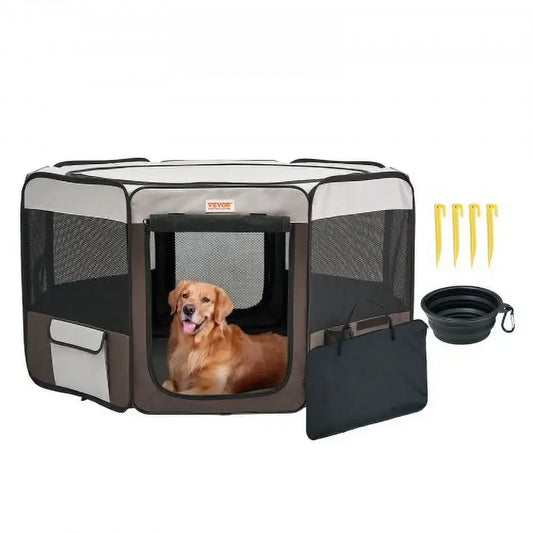 Foldable Pet Playpen, 46 inch Portable Dog Playpen, Crate Kennel for Puppy, Dog, Cat, Premium Waterproof 600D Oxford Cloth