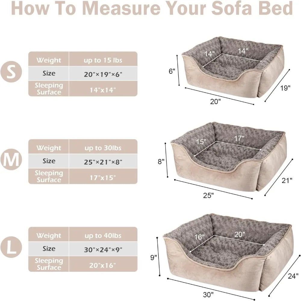 Rectangle Dog Bed for Large Medium Small Dogs Machine Washable Sleeping Sofa Non-Slip Bottom Breathable Soft Puppy Bed Durable