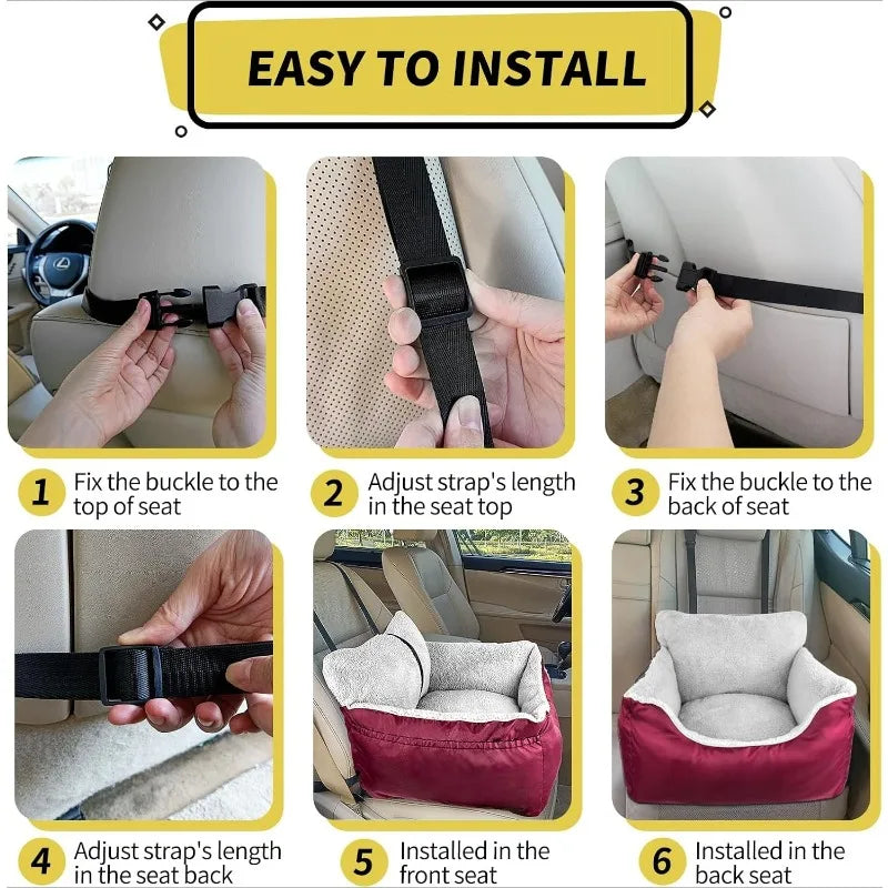 Dog Car Seat for Small Dogs, Fully Detachable and Washable Cat Carseats Under 25 lbs, Soft Pet Booster Seats with St