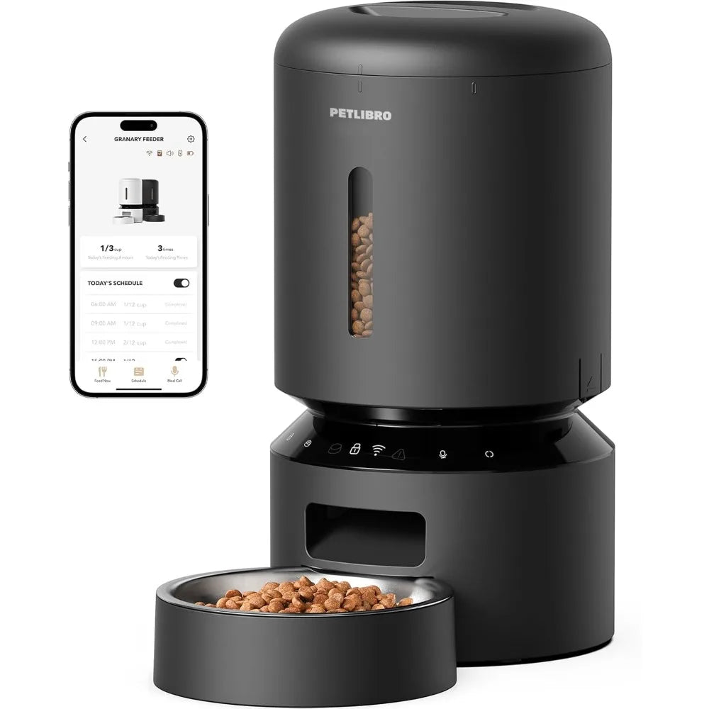 Automatic Cat Feeder, 5G WiFi Automatic Dog Feeder with Freshness Preservation, 5L Timed Cat Feeder , for Cats, Black