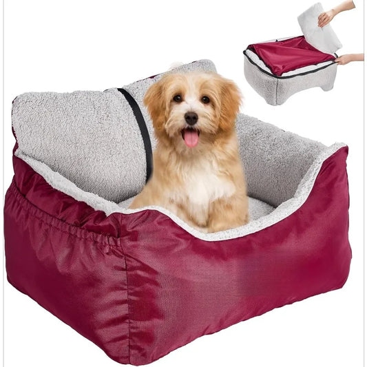 Dog Car Seat for Small Dogs, Fully Detachable and Washable Cat Carseats Under 25 lbs, Soft Pet Booster Seats with St