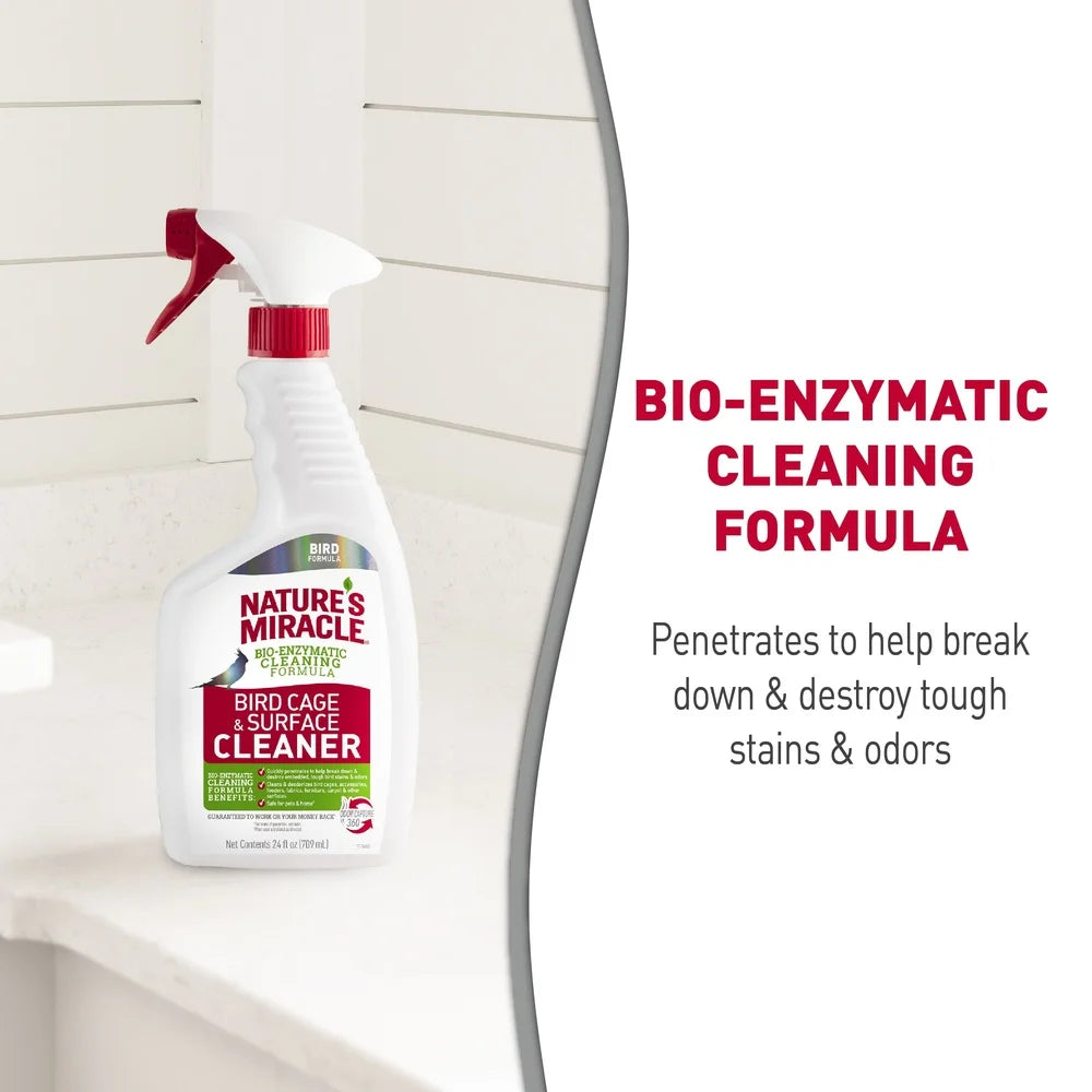 Bird Cage Surface Cleaner 24oz Bio-Enzymatic Formula Deodorizes Tough Stains Odor Capture 360 Safe Pets Home Accessories Fabrics