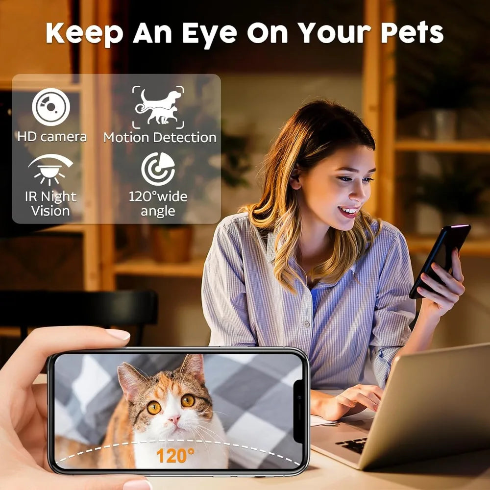 Automatic Dog Feeder with Camera WiFi: 5G App Control Easy Setup Cat Food Dispenser - HD 1080P Video Recording Timed Pet Feeder