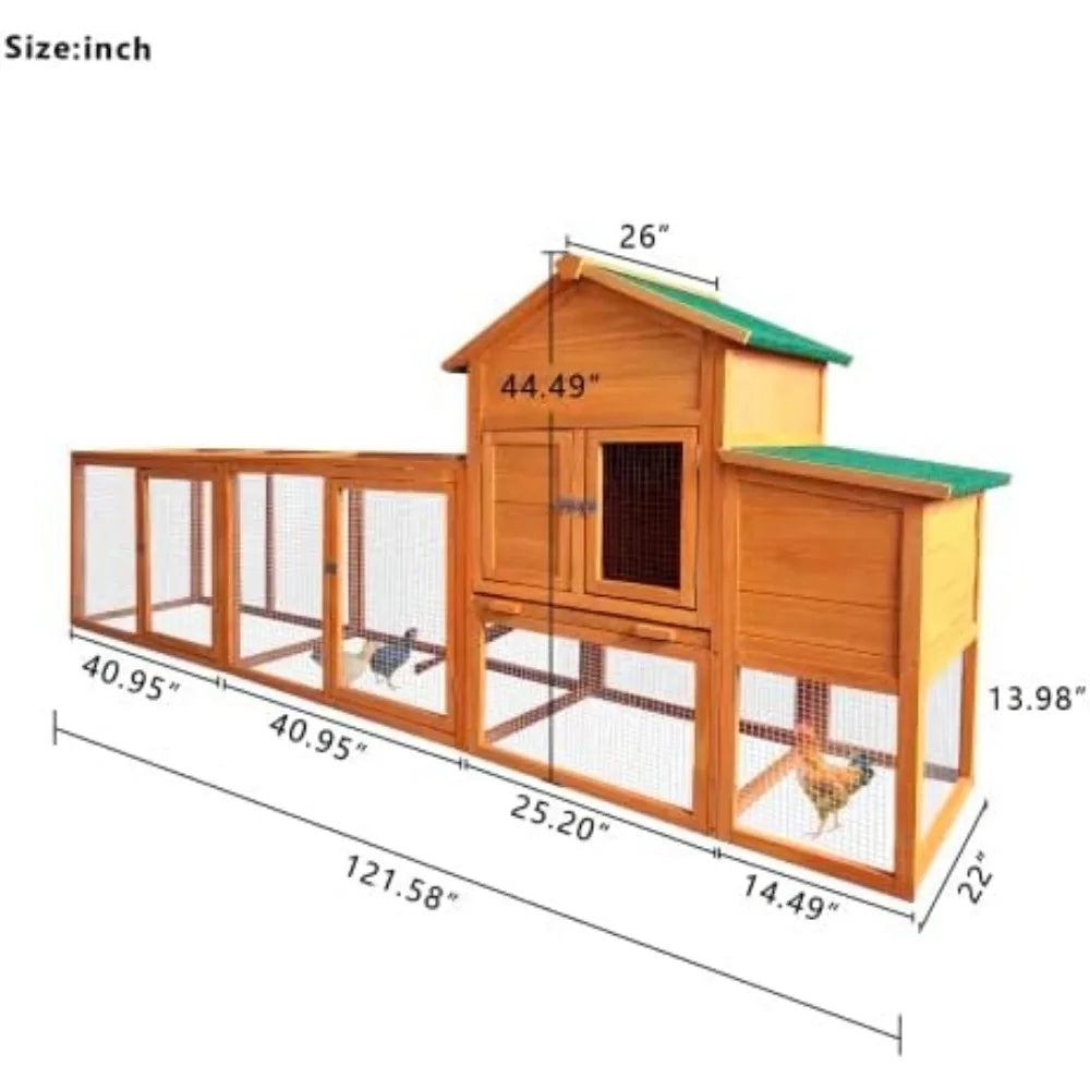 Large Chicken Coop with Run, Wooden Hen House for 2-6 Chickens,Poultry Pet Hutch with Nesting Box