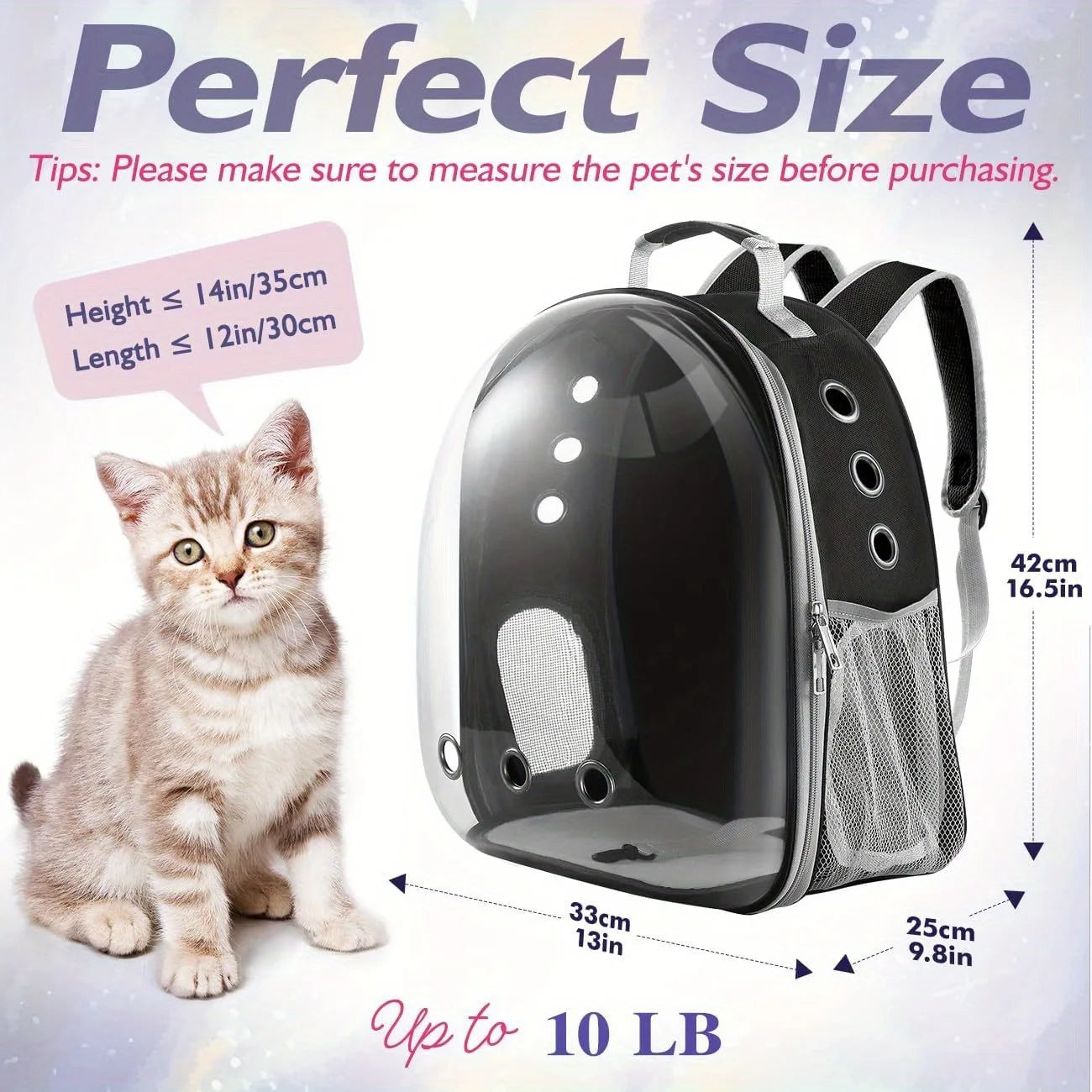 Backpack Carrier/ Bubble Carrying Bag for Small Dogs, Cats, Transparent Cat Space Capsule, Breathable Cat /Puppies Travel Bag