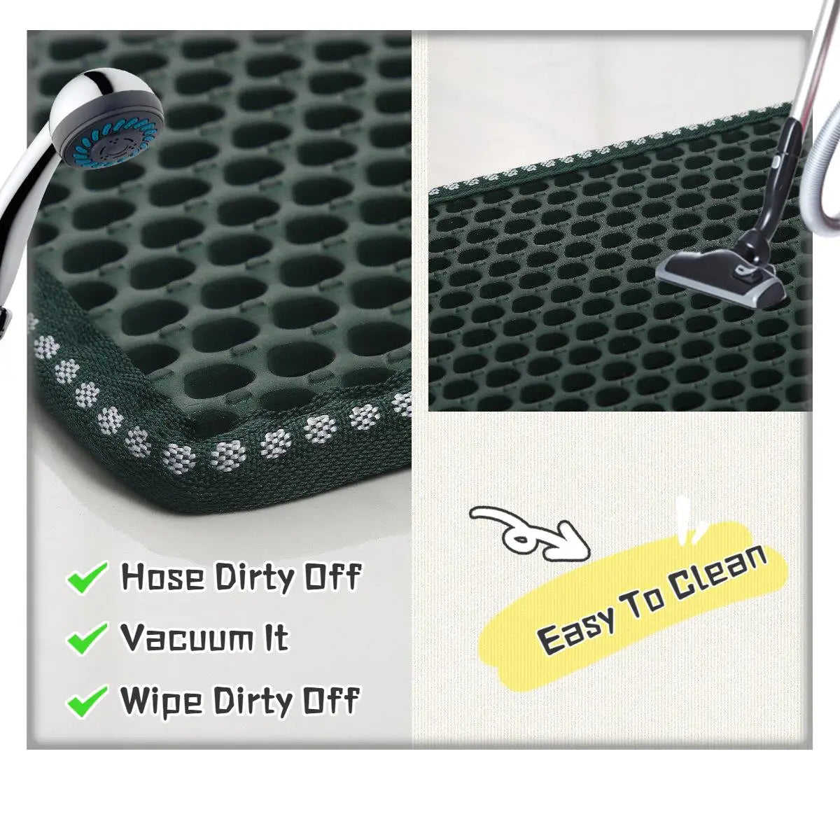 Cat Litter Mat - Double Layer MiLi Shape Scratching, Waterproof & Easy Clean, 21x14, Green - Scatter Control