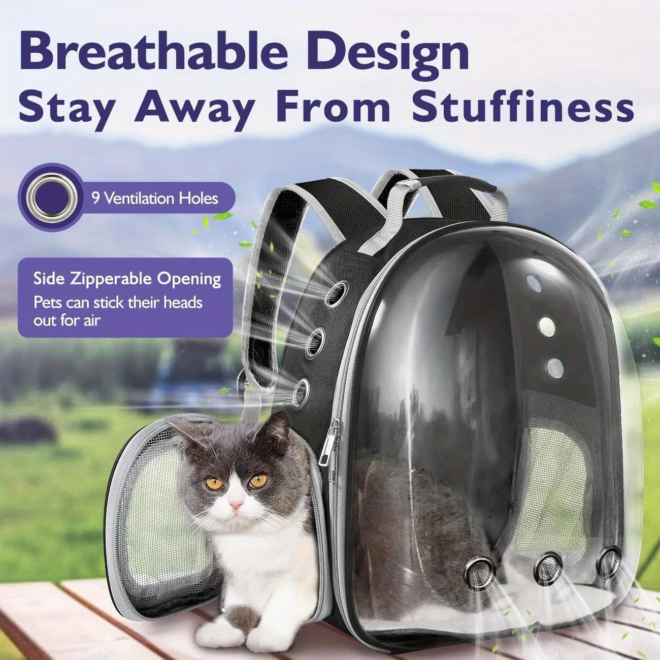 Backpack Carrier/ Bubble Carrying Bag for Small Dogs, Cats, Transparent Cat Space Capsule, Breathable Cat /Puppies Travel Bag