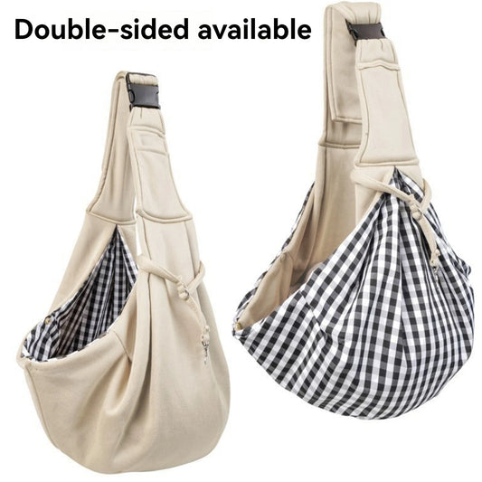 Small pet sling holder, hands-free reversible pet paper plastic bag, handbag, dog and cat sling holder, easy and portable