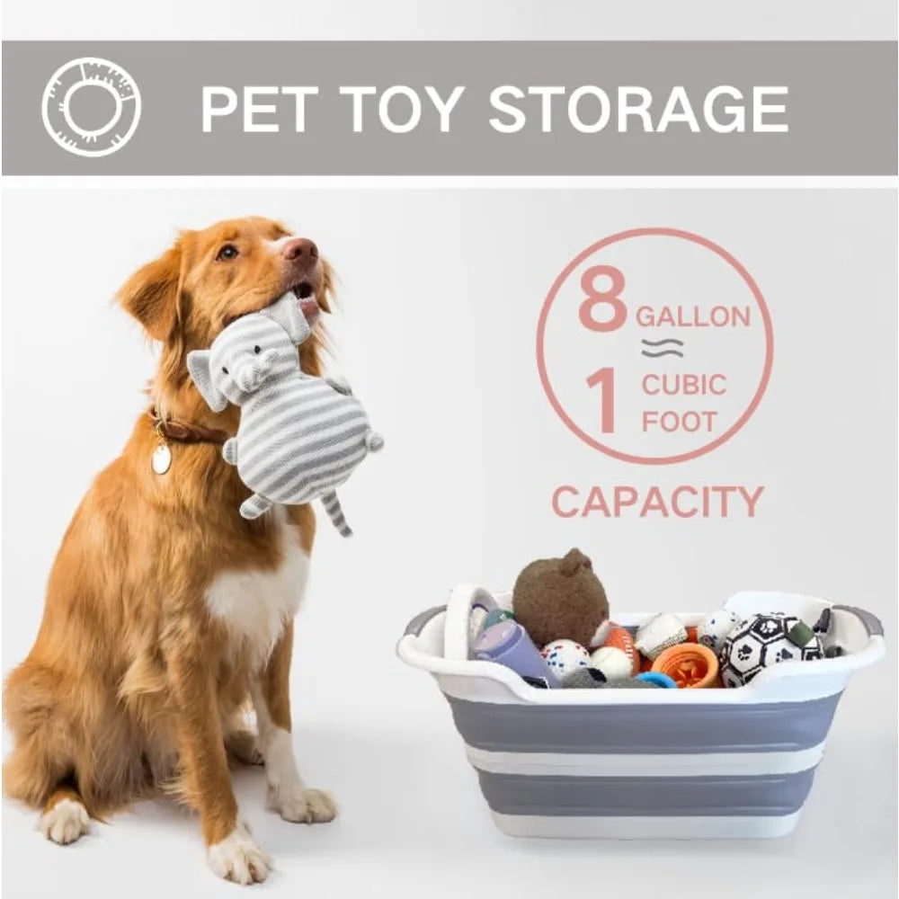 Pet Bathtub with Water Drain Plug, Foldable Bathtub for Puppy Small Dogs Cats, Portable & Space Saving Design,