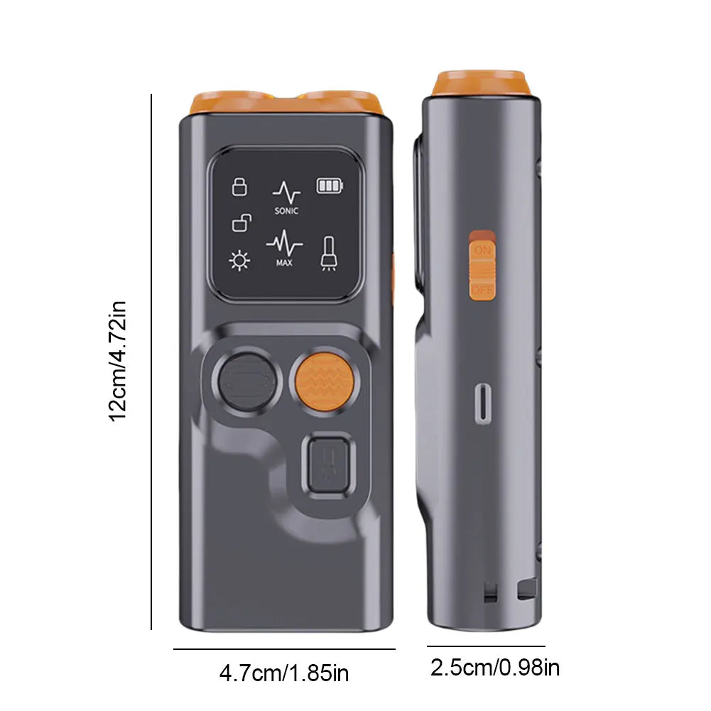 Rechargeable Sonic Anti Dog Bark Deterrent Device with Dual Ultrasonic Emitter LED Flashlight Shock Bark Collar Alternative