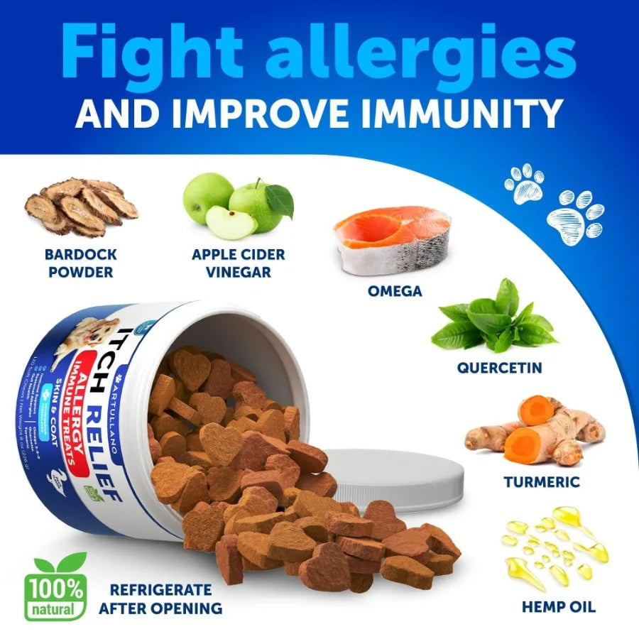 Dog Allergy Relief Chews Itching Skin Relief for Dogs Fish Oil Omega 3 Seasonal Allergies Pills Skin Coat Anti ItchHot Spots Tr