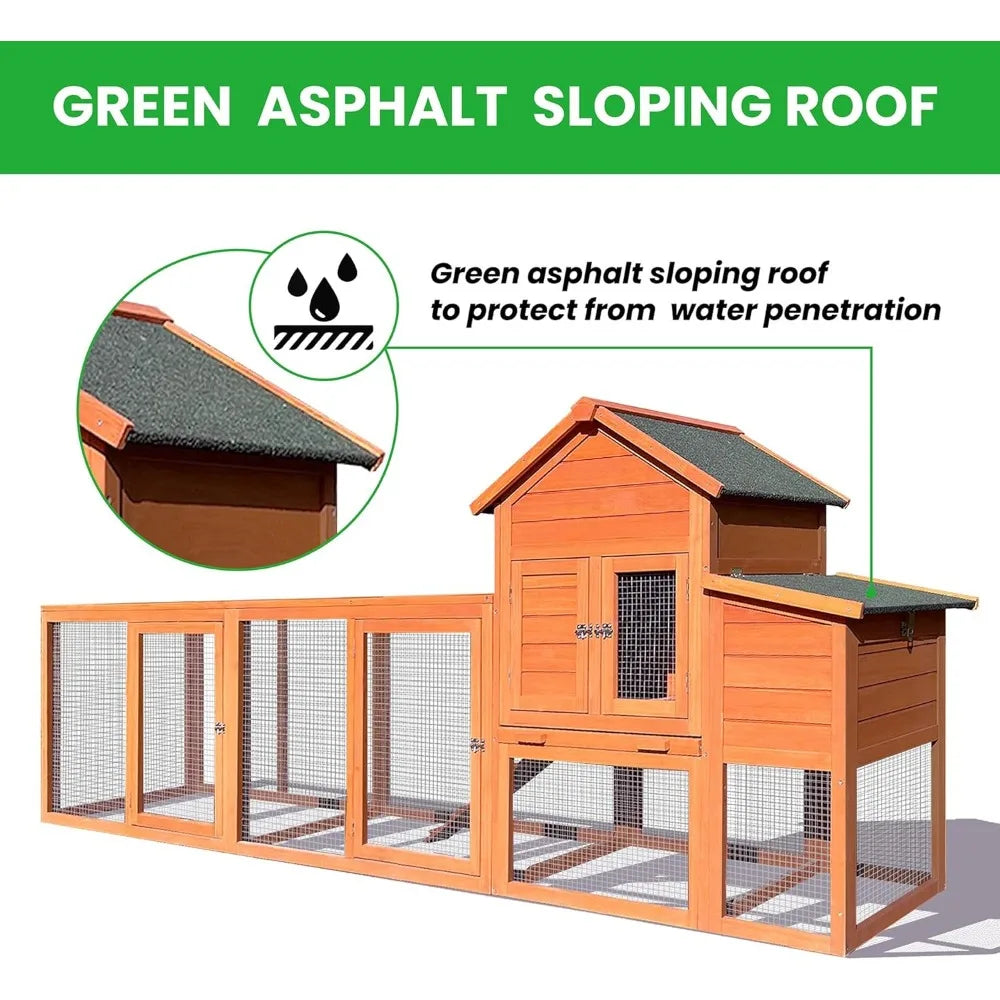 Large Chicken Coop with Run, Wooden Hen House for 2-6 Chickens,Poultry Pet Hutch with Nesting Box